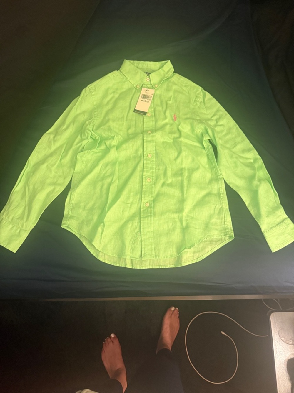 Polo by Ralph Lauren Neon Green Long Sleeve Button-Up Shirt